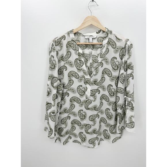 41 Hawthorn Tops - 41 Hawthorn Blouse Womens‎ Large Paisley V-Neck Sheer Flare Sleeve Office Career